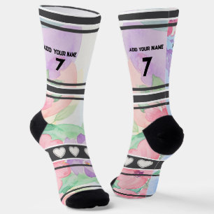 Calcetines con flores coloridas - nombre y número