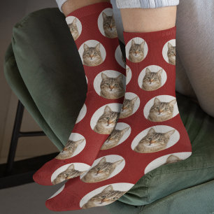 Calcetines con foto de gato personalizados lindos