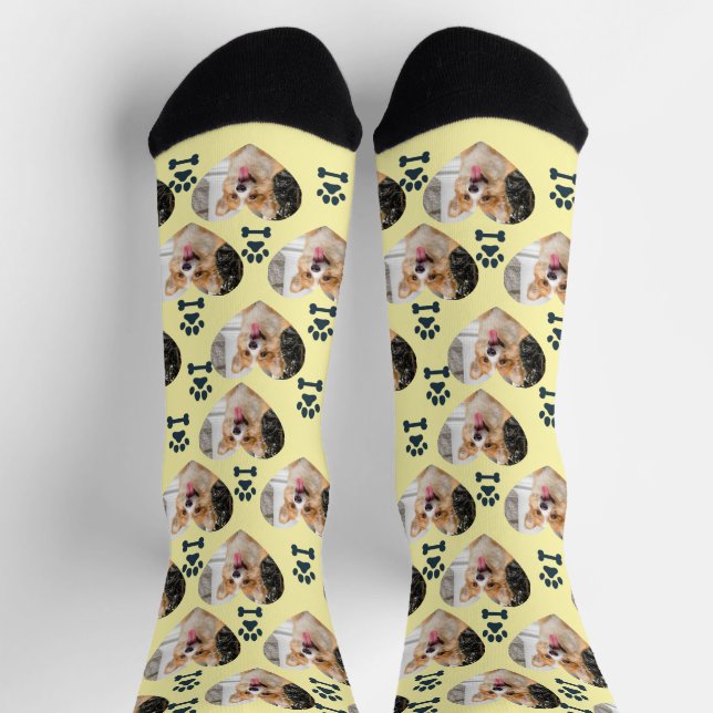 Calcetines con foto de mascota personalizada y hue (Arriba)