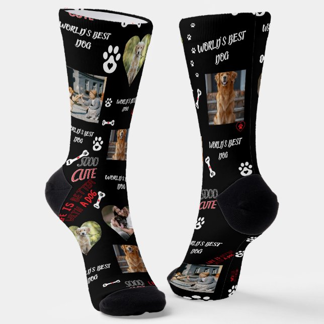 Calcetines con foto de perro personalizada - Nombr (Angular)
