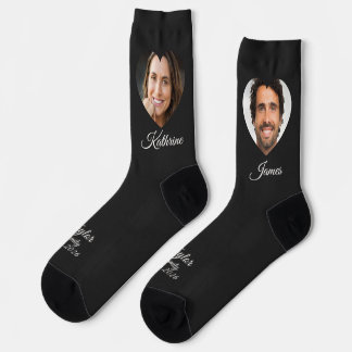 Calcetines con foto oscura del nombre de la novia 