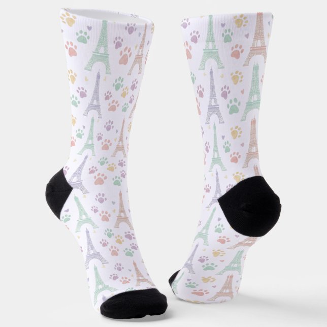Calcetines con Huella de Pata Pastel de París (Angular)
