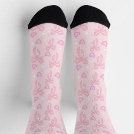 Calcetines con lazo rosa y corazón