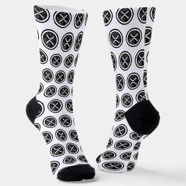 Calcetines con logo de moneda negra desgastada XRP (Angular)
