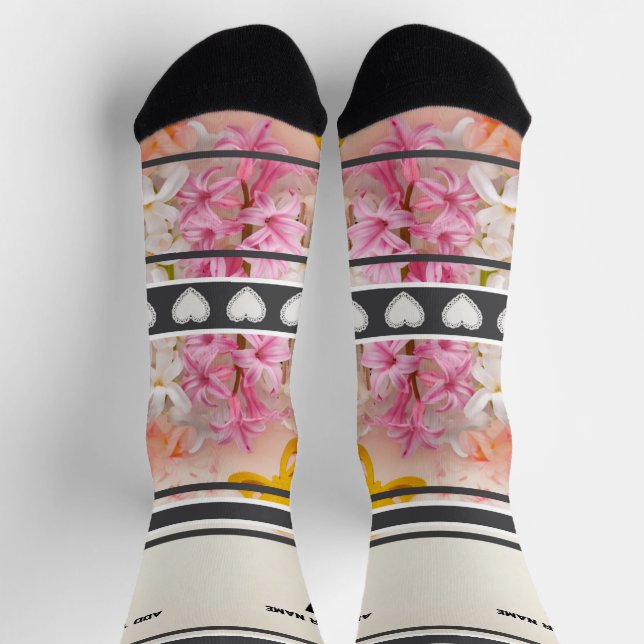 Calcetines con número de nombre de flor rosa (Arriba)