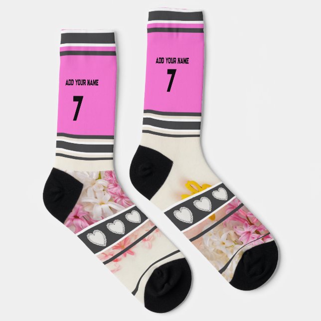 Calcetines con número de nombre de flor rosa (Derecha)