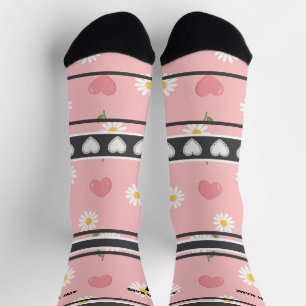 Calcetines con número y nombre de flor rosa