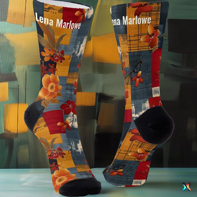 Calcetines con patchwork floral rústico - Personal (Subido por el creador)