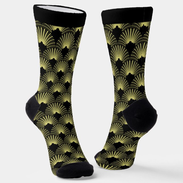 Calcetines con patrón Art Déco negro y amarillo (Angular)
