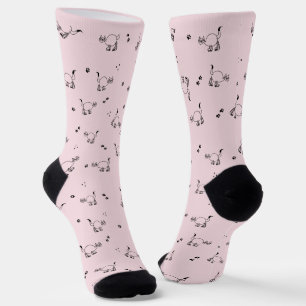 Calcetines con patrón de arte de línea de gato Blu