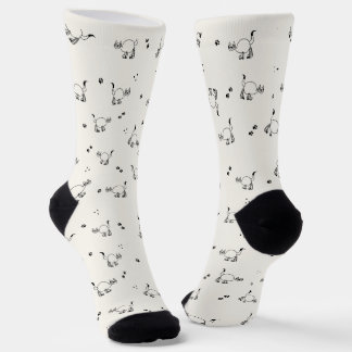 Calcetines con patrón de arte de línea de gato de