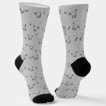 Calcetines con patrón de arte de línea de gato de