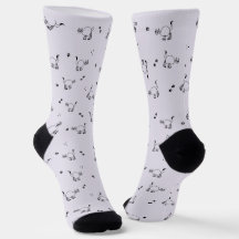 Calcetines con patrón de arte de línea de gato lav