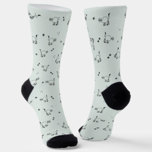 Calcetines con patrón de arte de línea de gato ver
