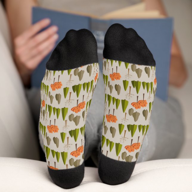 Calcetines con patrón de bosque de árboles de otoñ (Abajo)