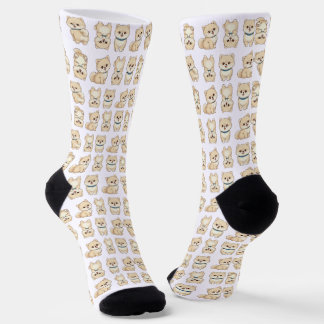 Calcetines con patrón de cachorro de Pomerania