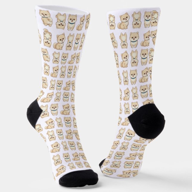 Calcetines con patrón de cachorro de Pomerania (Angular)