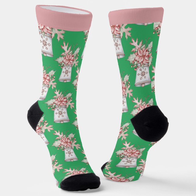 Calcetines con patrón de campana de Navidad (Subido por el creador)