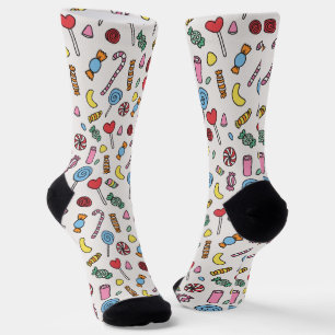 Calcetines con patrón de caramelos de dibujos anim
