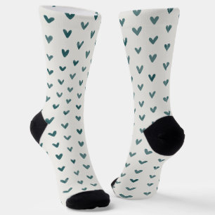 Calcetines con patrón de corazón en verde azulado