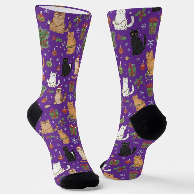 Calcetines con patrón de gato de Navidad caprichos (Angular)
