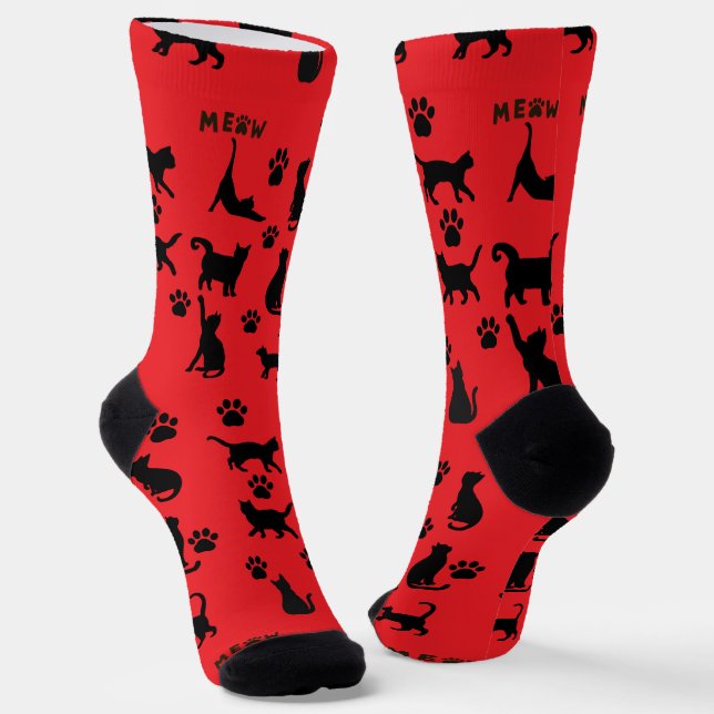 Calcetines con patrón de gato esmoquin blanco y ne (Angular)