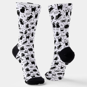 Calcetines con patrón de gato negro – Felino diver