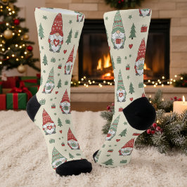 Calcetines con patrón de gnomo de Navidad lindos