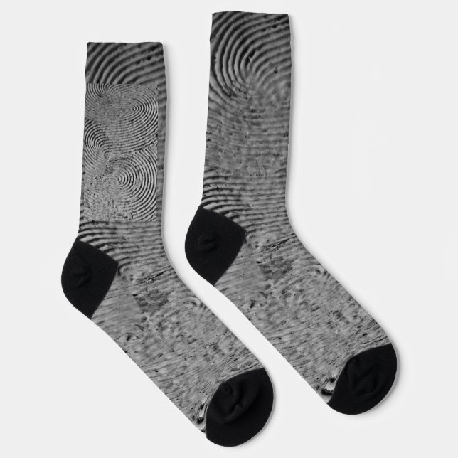 Calcetines con patrón de huella dactilar monocromo (Derecha)