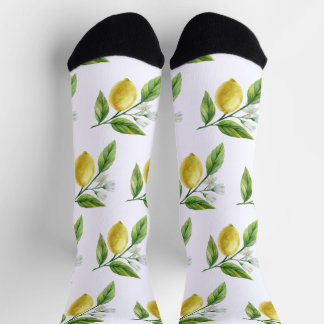 Calcetines con patrón de limón acuarela
