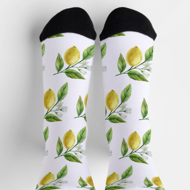 Calcetines con patrón de limón acuarela (Arriba)