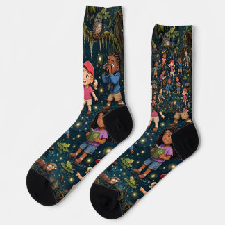 Calcetines con patrón de luciérnagas nocturnas de