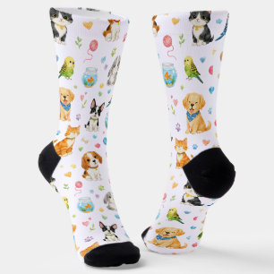 Calcetines con patrón de mascotas acuarela caprich