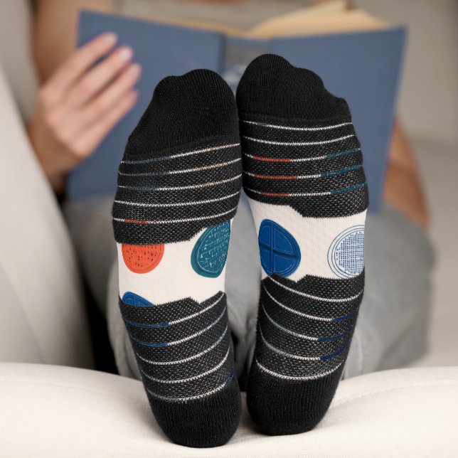 Calcetines con patrón de moneda geométrico moderno (Abajo)