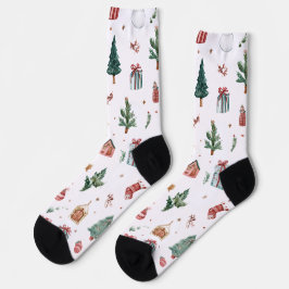 Calcetines con patrón de Navidad alegre | Regalo d