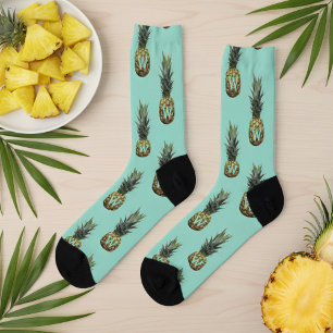 Calcetines con patrón de piña tropical y monograma