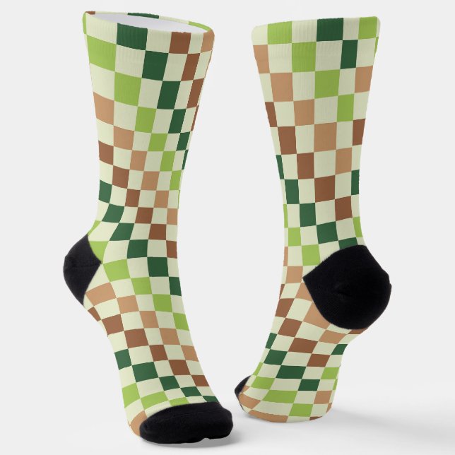 Calcetines con patrón de tablero de ajedrez verde  (Angular)