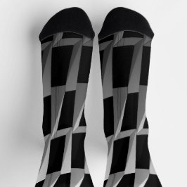 Calcetines con patrón geométrico negro y gris mode
