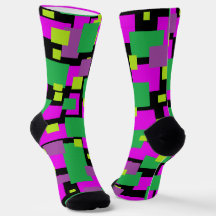 Calcetines con verde negro y arte geométrico magen