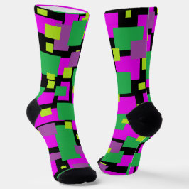 Calcetines con verde negro y arte geométrico magen