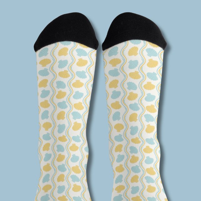 Calcetines Concha de mar y olas de verano (Seashells and ocean waves socks)