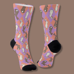 Calcetines Conejito Adorable Argyle Pastel Rosa y Morado