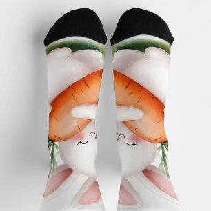 Calcetines Conejito de acuarela primaveral lindo