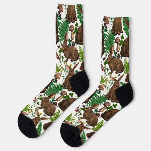 Calcetines Conejos y flora de los bosques 4 (Izquierda)