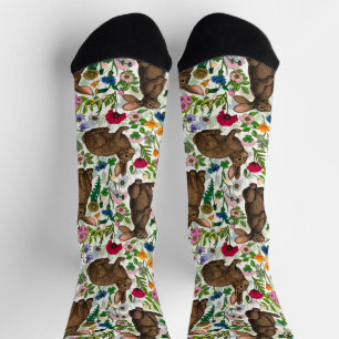 Calcetines Conejos y flores silvestres