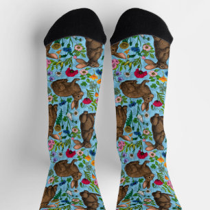 Calcetines Conejos y flores silvestres
