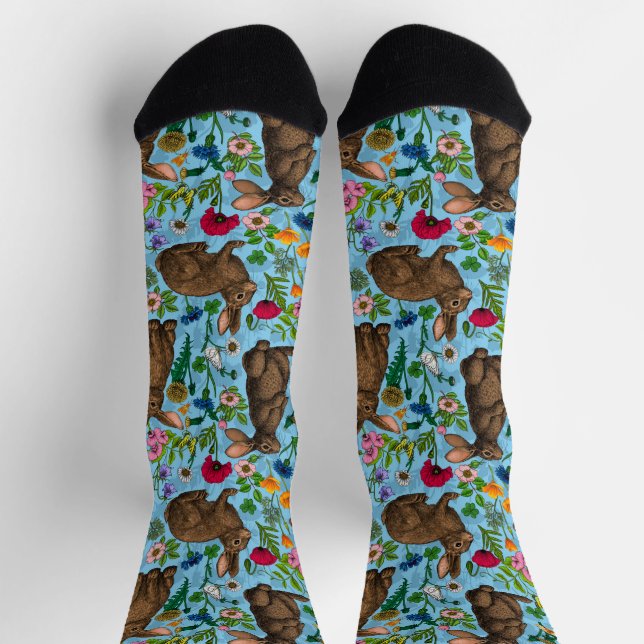 Calcetines Conejos y flores silvestres (Arriba)