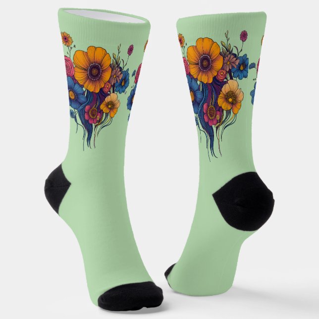Calcetines Conjunto artístico de hermosas flores (Angular)