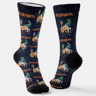Calcetines Constelación de Capricornio Zodiaco Galaxia Acuare