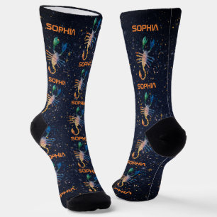 Calcetines Constelación de Escorpio Zodiaco Galaxia Acuarela